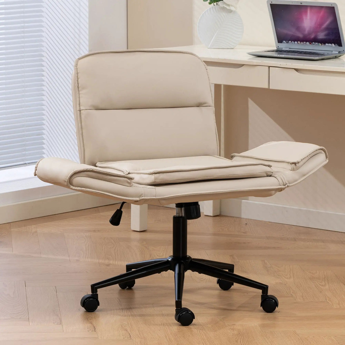 Criss Cross Swivel Desk Chair With Adjustable Armrests & Wheels For Home Office by HouseOfZazla