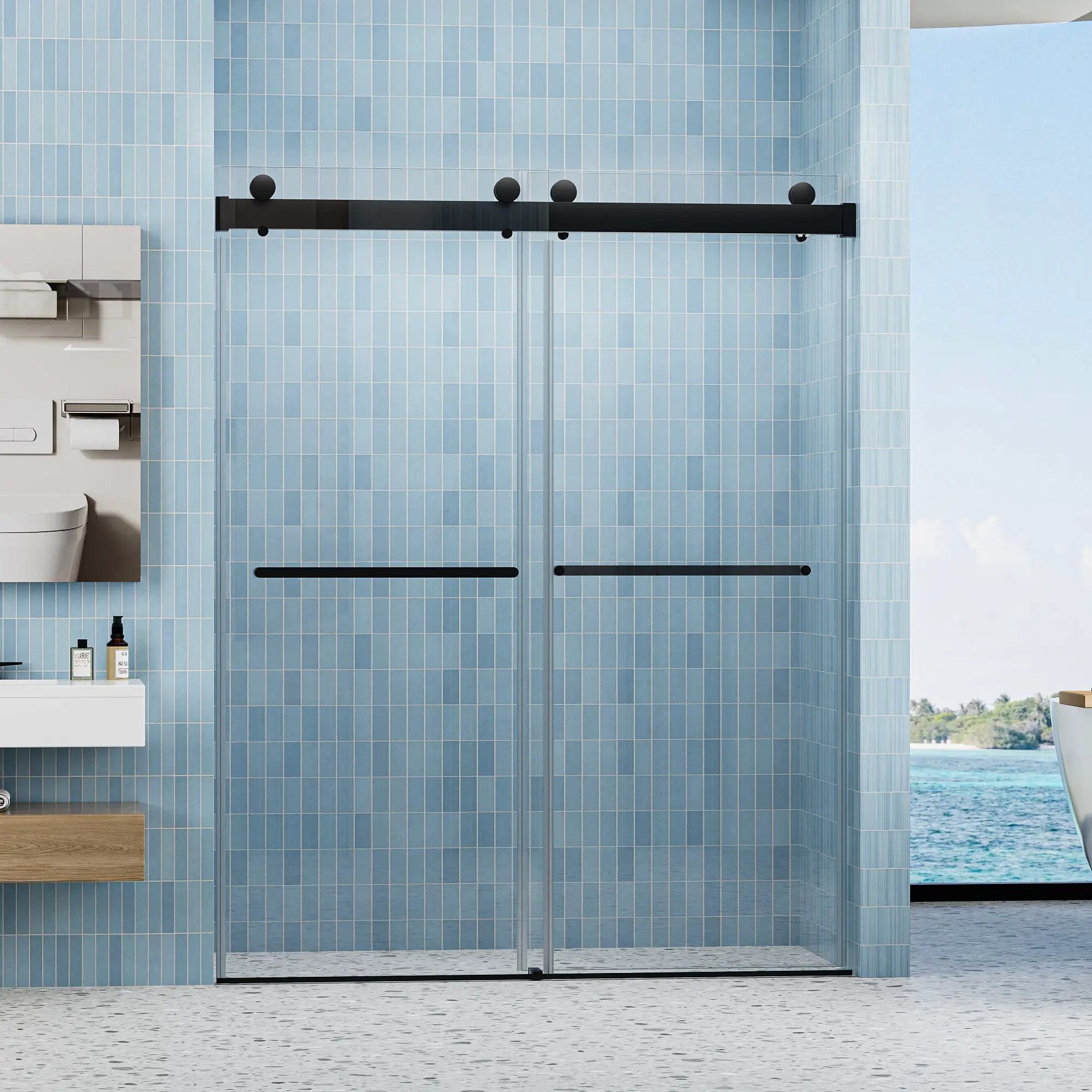 Double Sliding Frameless Soft-Close Shower Door by HouseOfZazla