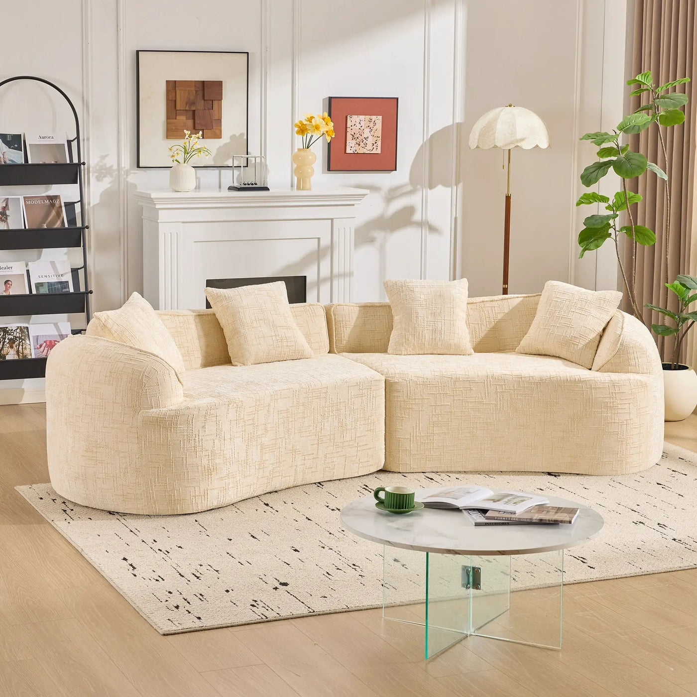 Curved Compressed Sofa, Nordic-Style Design For Living Room by Unique Piece Furniture