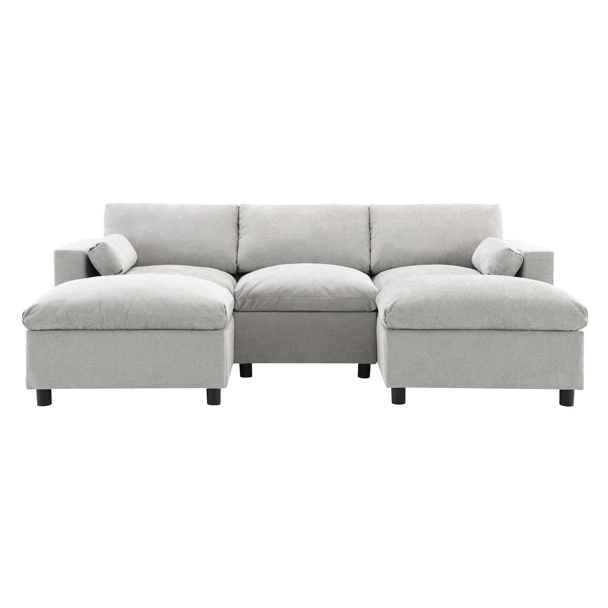Modular Sectional With Storage Pockets, 5 Seat U Shaped Couch Set With Pillows, Free Combination Modern Cloud Sofa With 2 Movable Ottoman by HouseOfZazla