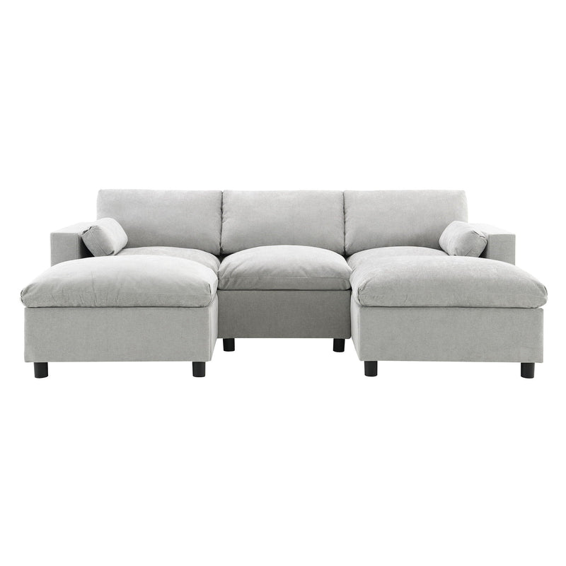 Modular Sectional With Storage Pockets, 5 Seat U Shaped Couch Set With Pillows, Free Combination Modern Cloud Sofa With 2 Movable Ottoman by HouseOfZazla