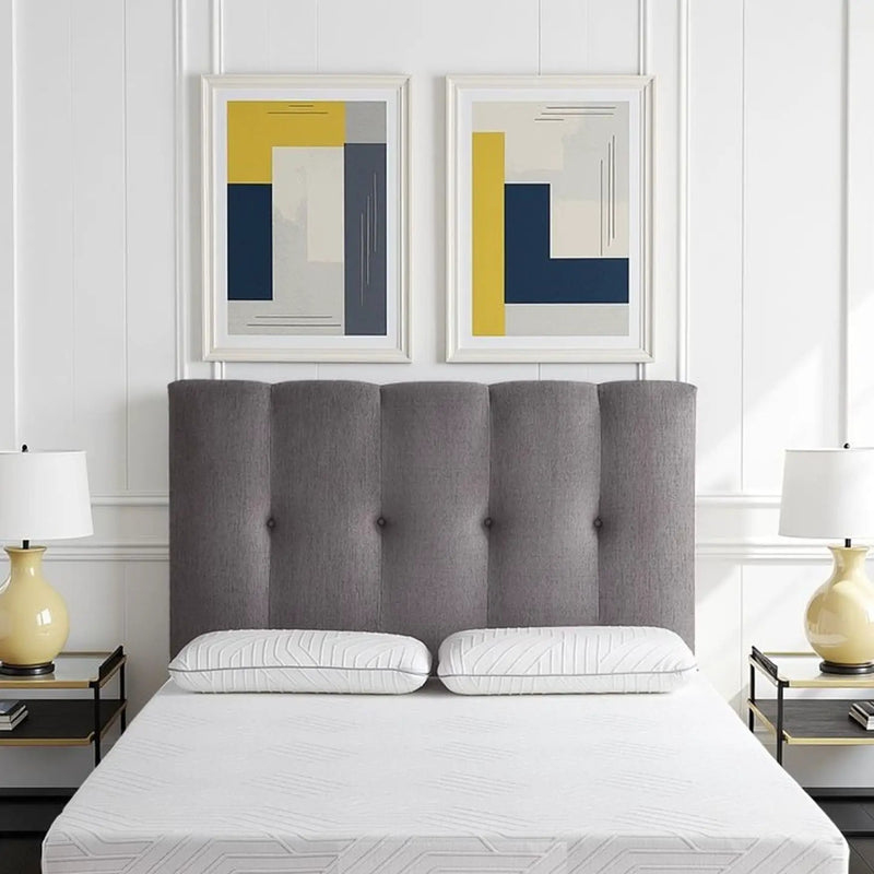 Bridgevine Home - Queen Size Tufted Upholstered Headboard With Nailhead Trim - Gray by HouseOfZazla