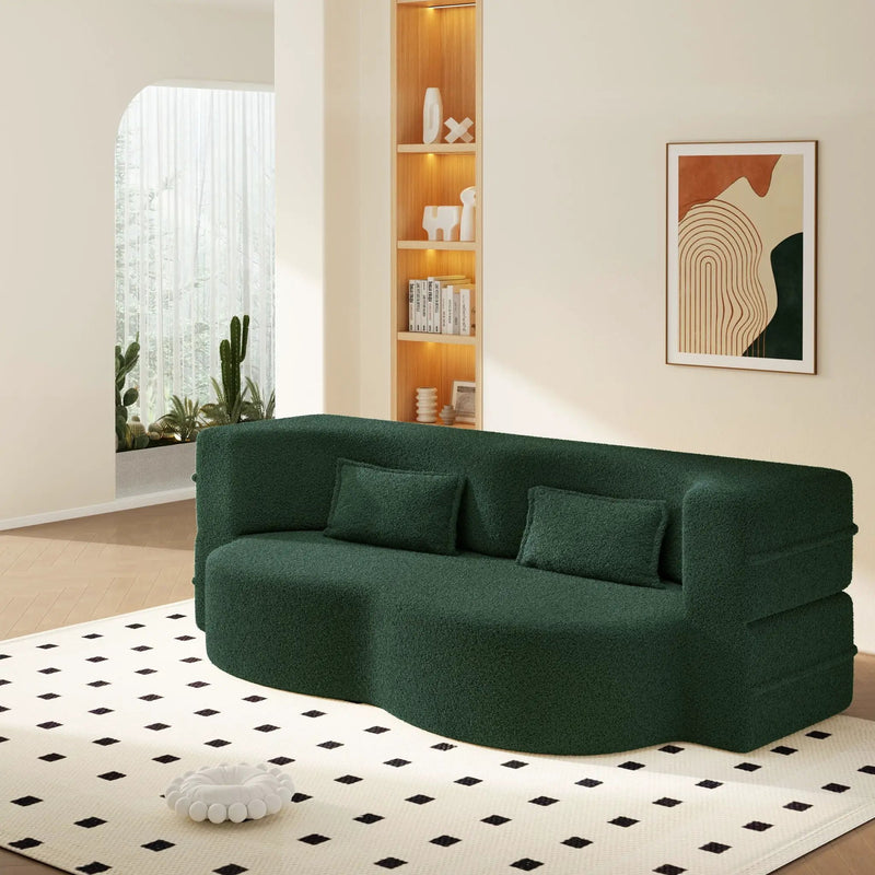 Modern Floor Sleeper Sofa Bed With 2 Pillows, Convertible Twin Size Folding Mattress For Living Room by HouseOfZazla