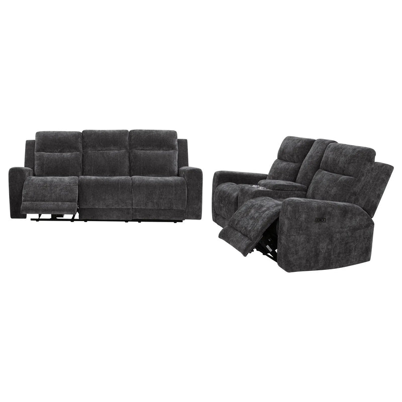 Kennett 2-piece Chenille Power Reclining Sofa Set Dark Grey by Unique Piece Furniture