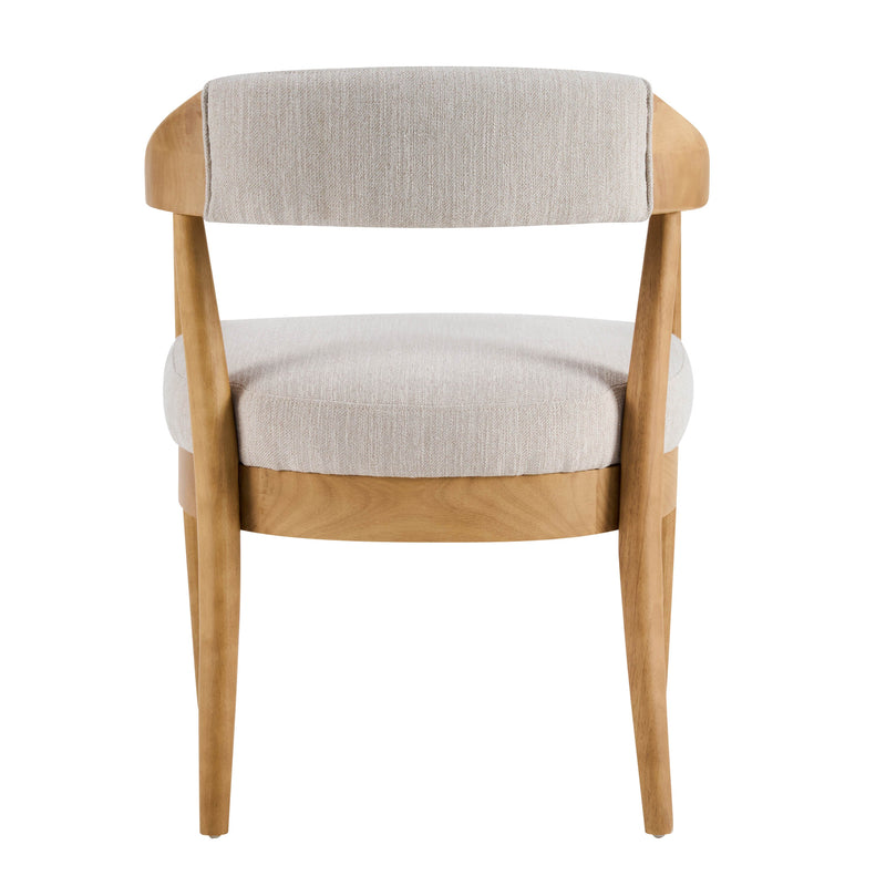 Wood Frame Upholstered Dining Chairs with Armrests (Set of 2) - Beige + Natural by HouseOfZazla