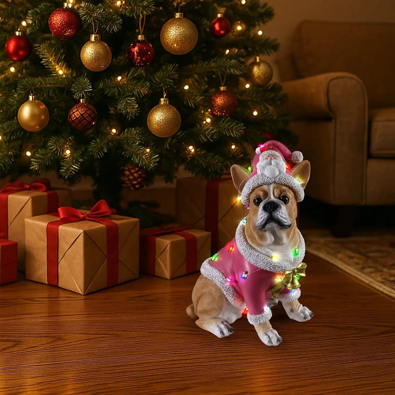 Christmas French Bulldog Statue by HouseOfZazla