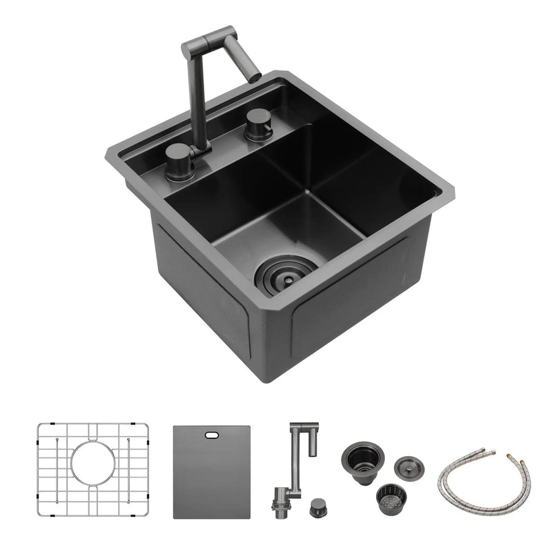 Modern Undermount Bar Sink With Folding Faucet by HouseOfZazla