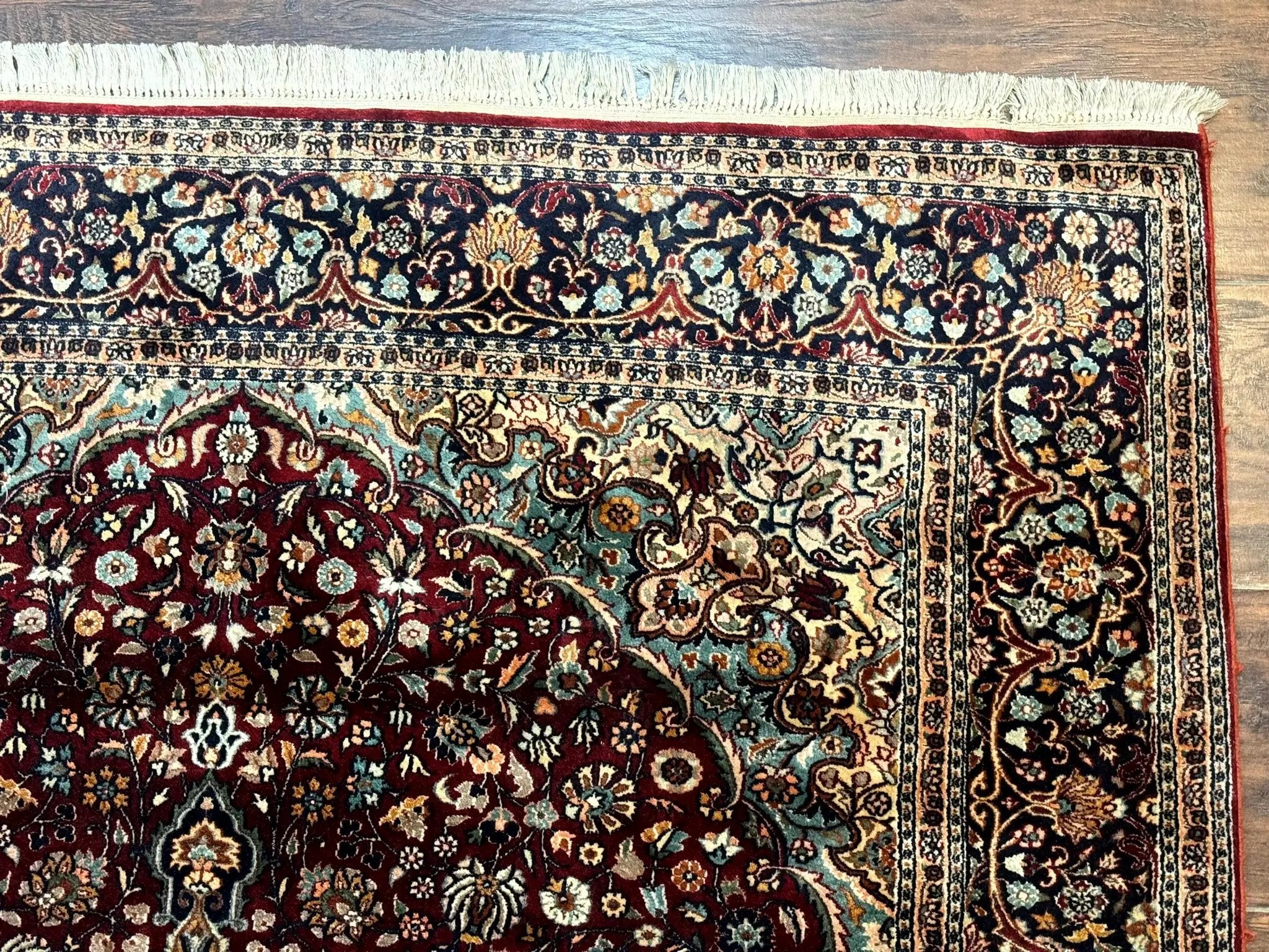 4x6 Silk Rug, Very Fine 650 KPSI, Silk Persian Carpet, Red, Floral Medallion, Sino Persian by Jewel Rugs