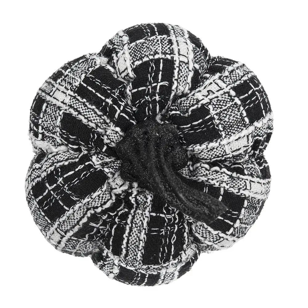 Light Plaid Pumpkin, For Holiday Halloween Decor - Black / White by HouseOfZazla