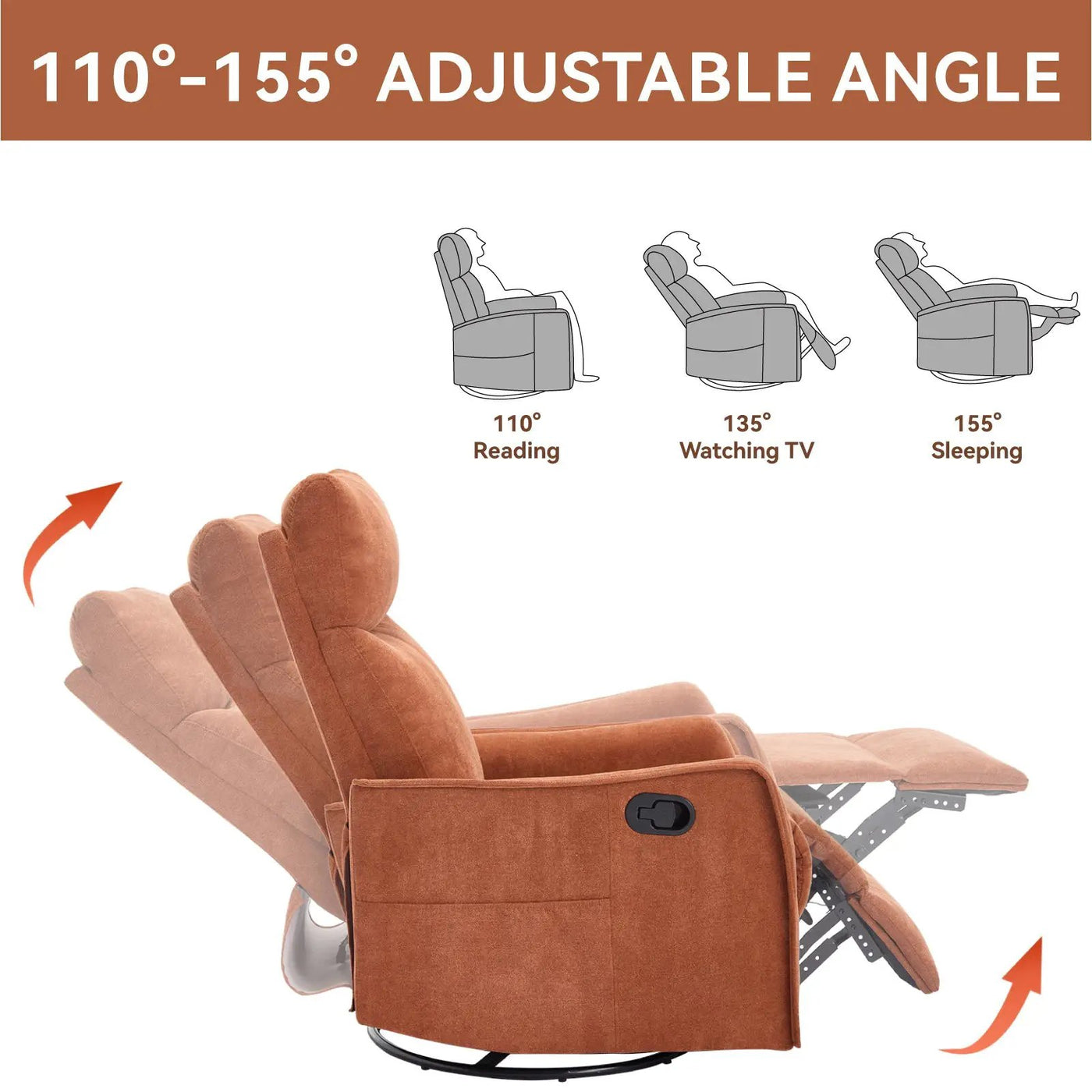 Heat Massage Manual Recliner Chair with Rocker & Swivel by HouseOfZazla