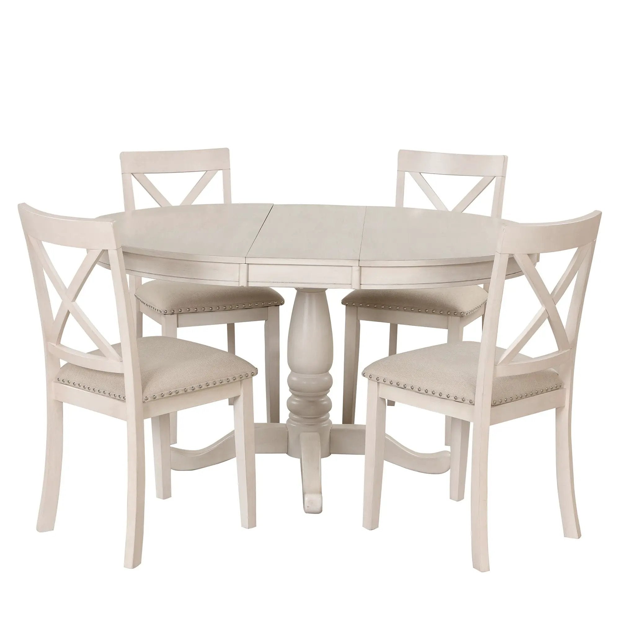 Modern Dining Table Set For 4, Round Table And 4 Kitchen Room Chairs, 5 Piece Kitchen Table Set For Dining Room, Dinette, Breakfast Nook by HouseOfZazla