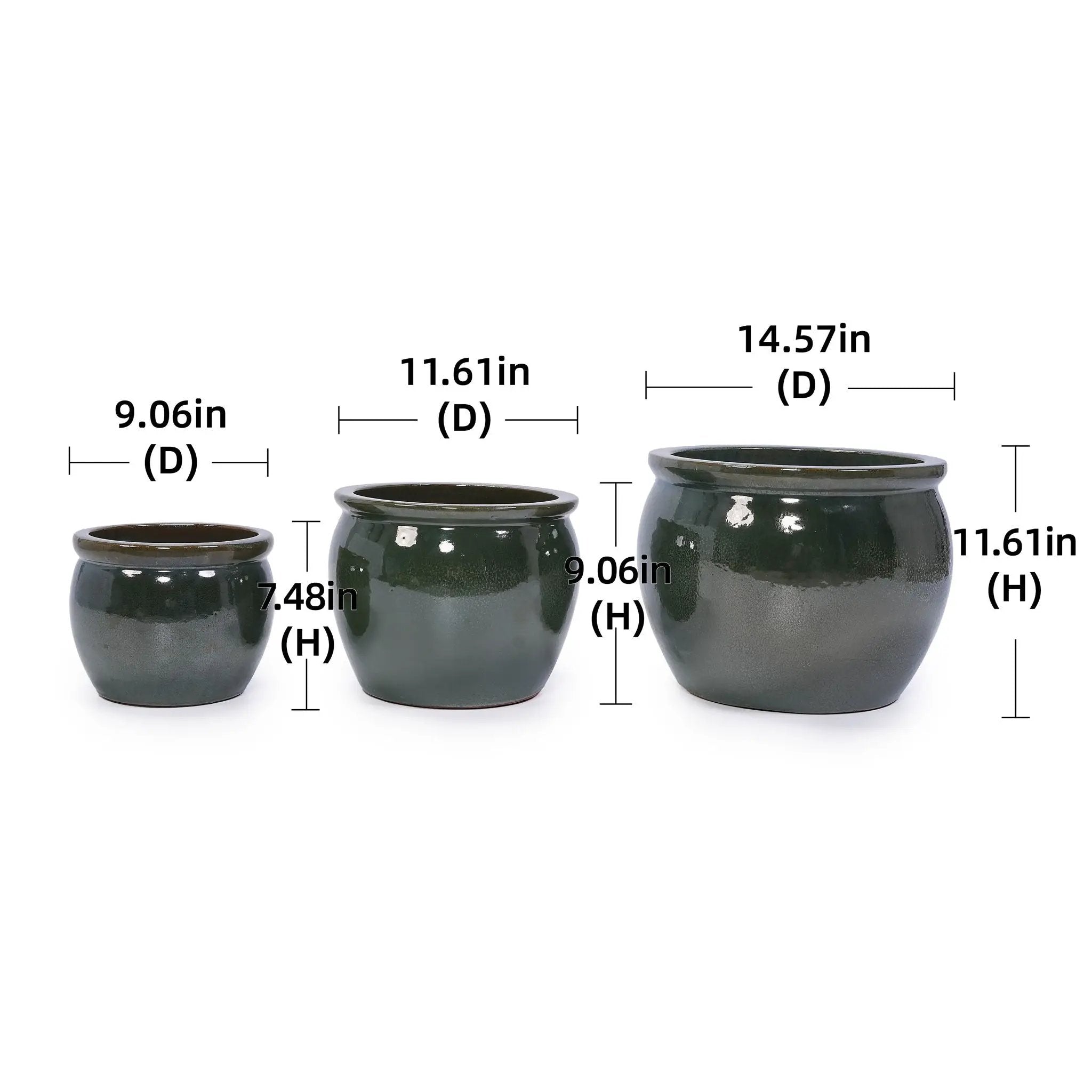 3 Pieces Ceramic Flowerpot Planter for Patio, Garden or Windowsills by HouseOfZazla