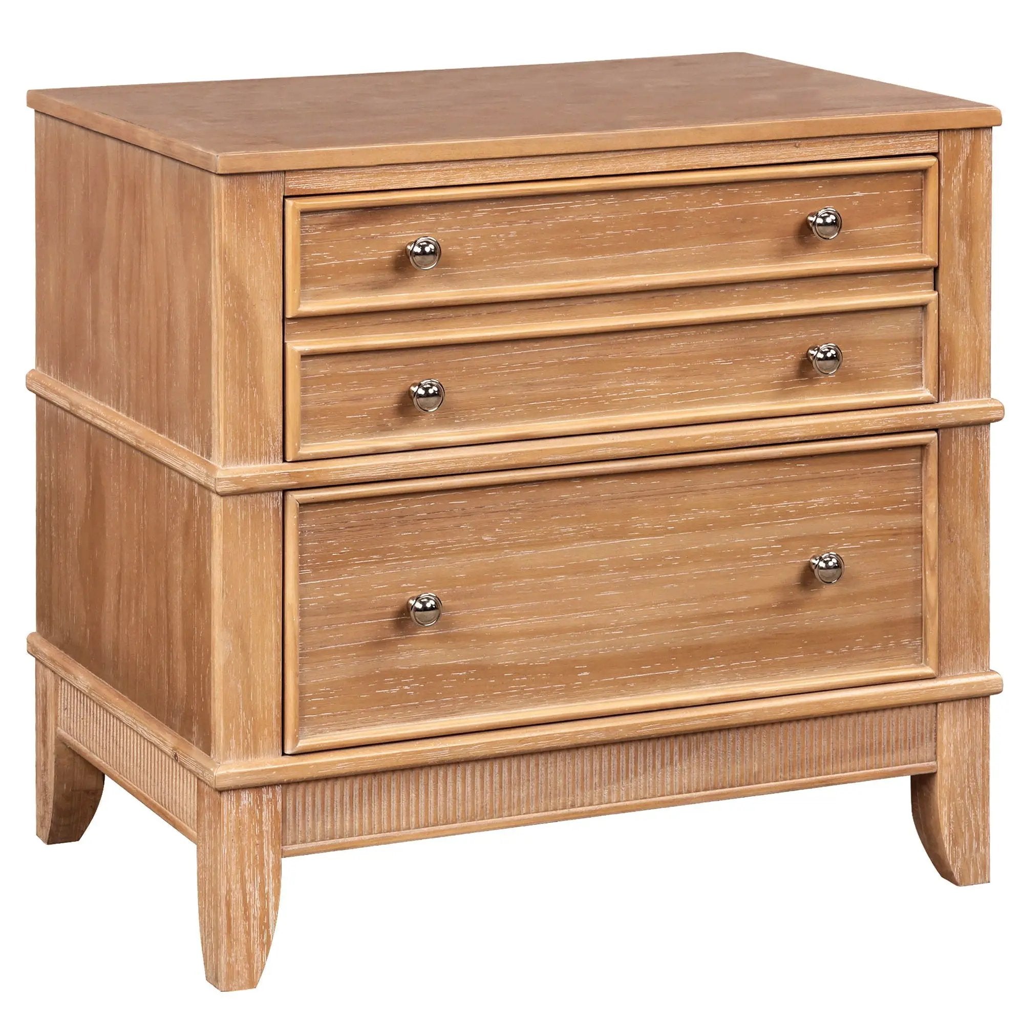 Hazel - 3 Drawer Side Table For Living Room, Hallway, Entryway (Set of 2) - Natural by Unique Piece Furniture