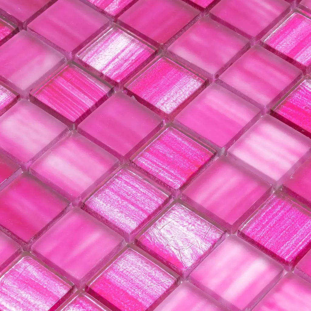 Fuchsia Pink 11x11 Glossy Matte Square Glass Mosaic Tile (5 pack, 4.43 sq ft/case) by Apollo Tile