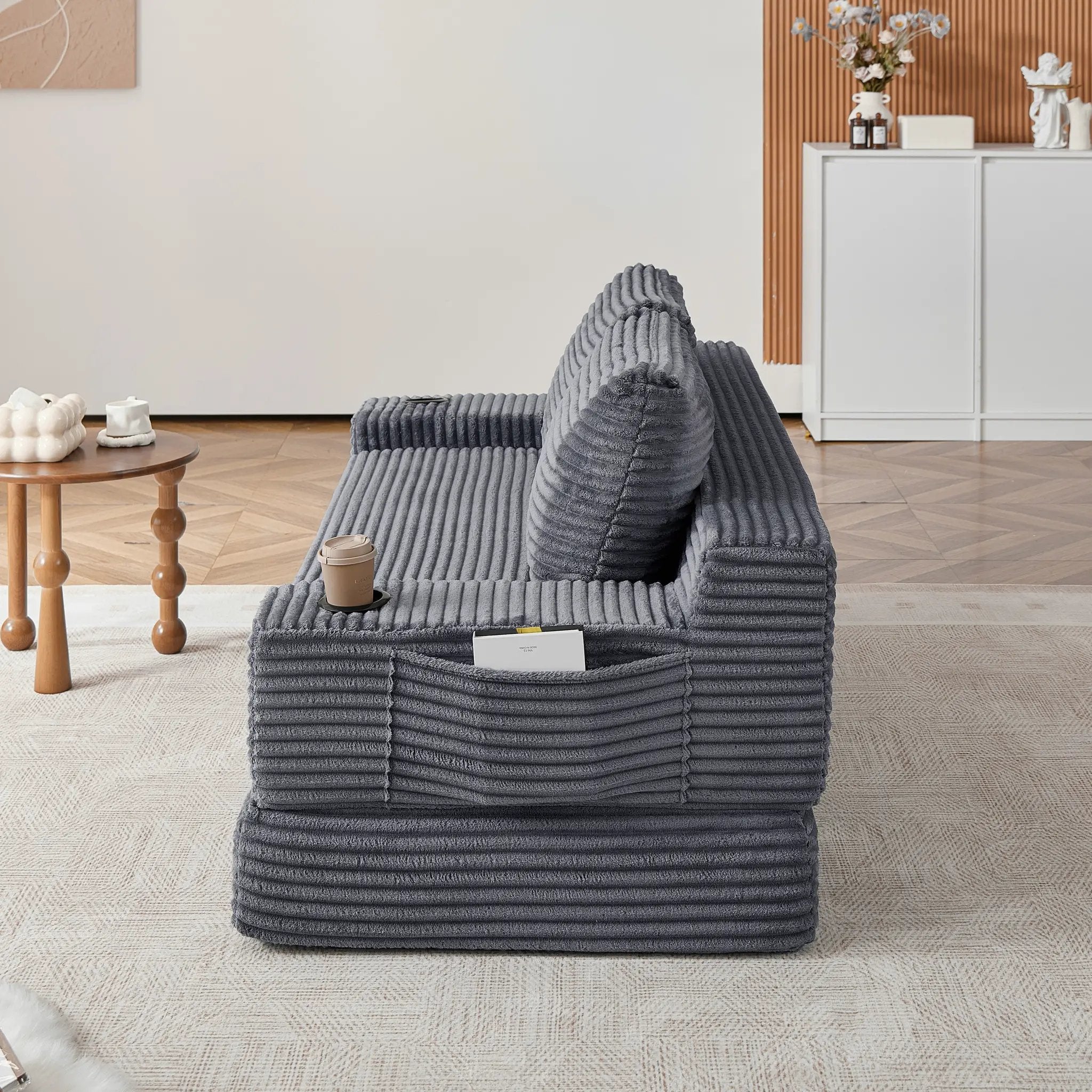 70.8-Inch Corduroy Two-In-One Sofa Bed by HouseOfZazla