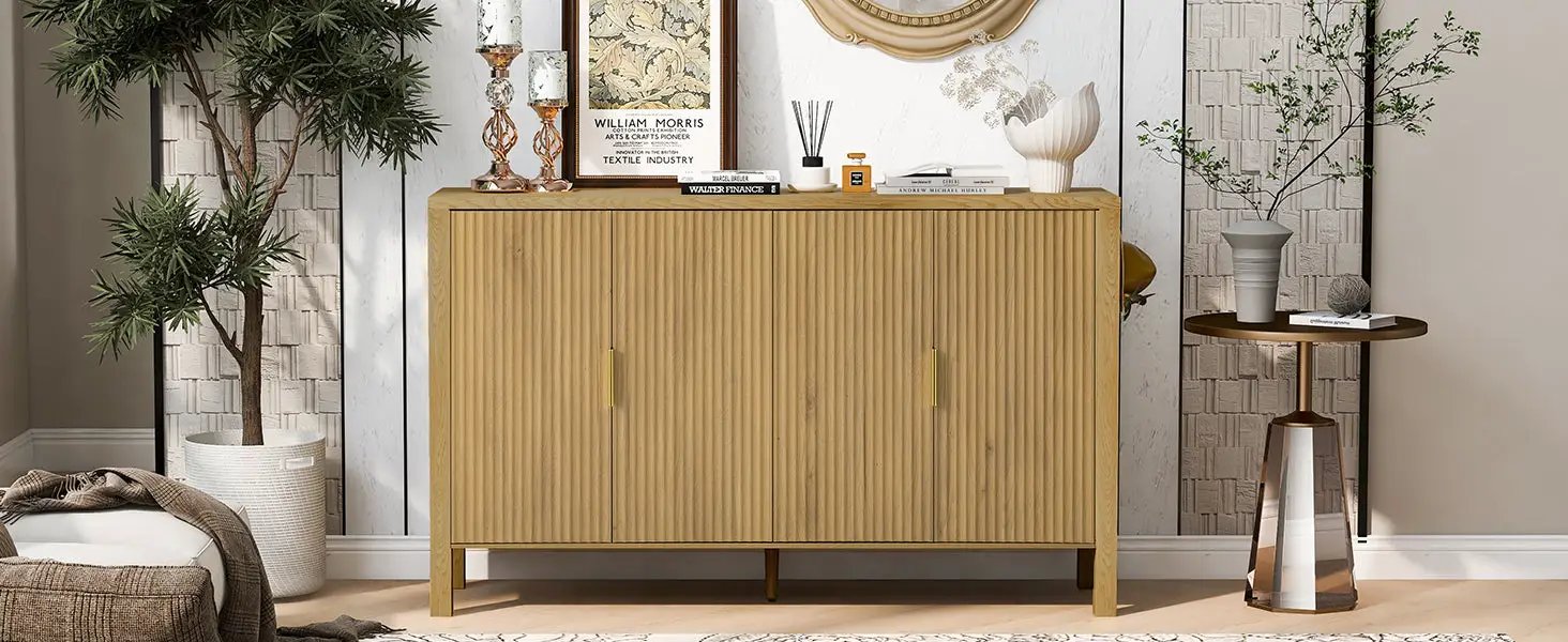 U_STYLE Modern 57.5" Stripe Door Storage Cabinet by HouseOfZazla