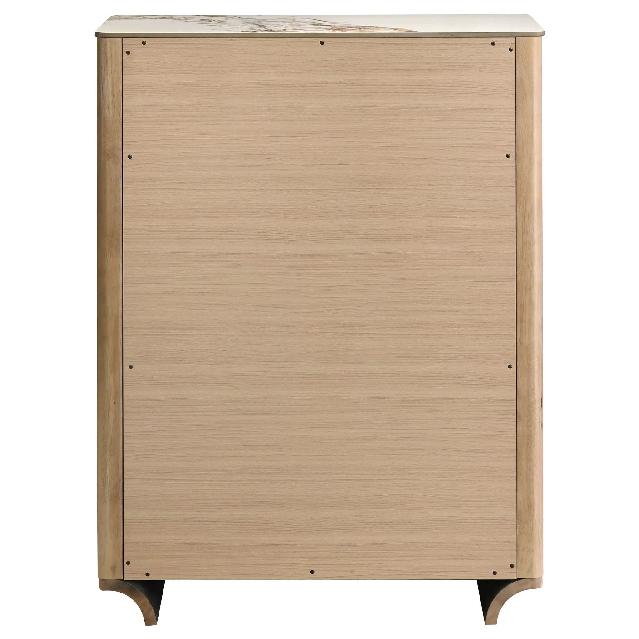 Leanne 5-drawer Sinter Stone Top Chest of Drawers Light Oak by Unique Piece Furniture
