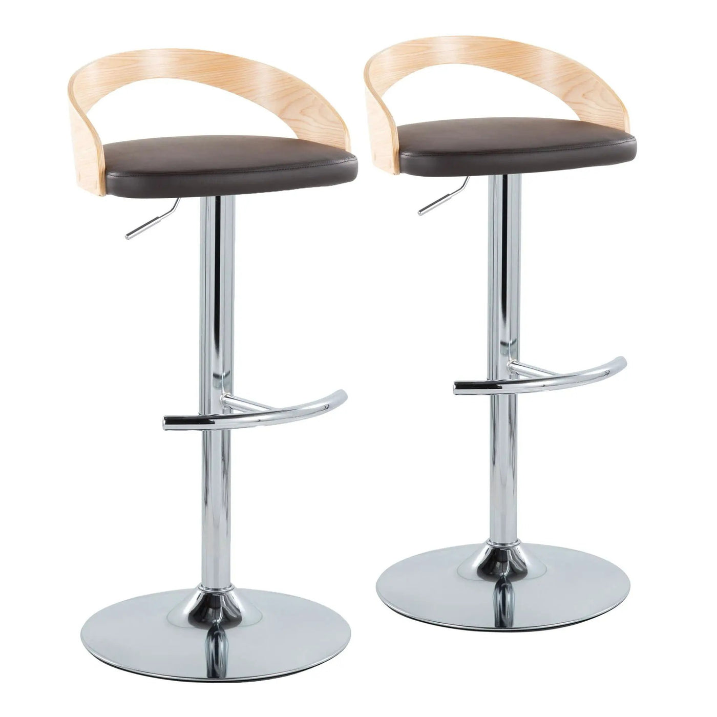Grotto - Contemporary Adjustable Barstool, Swivel With Rounded T Footrest (Set of 2) by HouseOfZazla