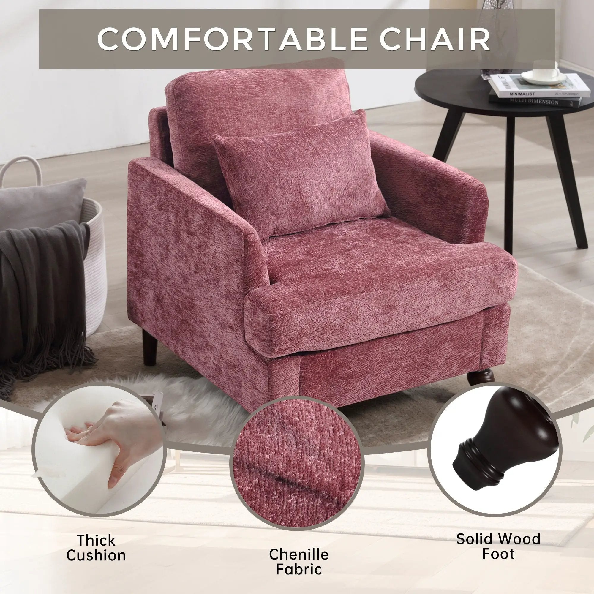 Modern Mid Century Wood Frame Armchair With Tufted Design by HouseOfZazla