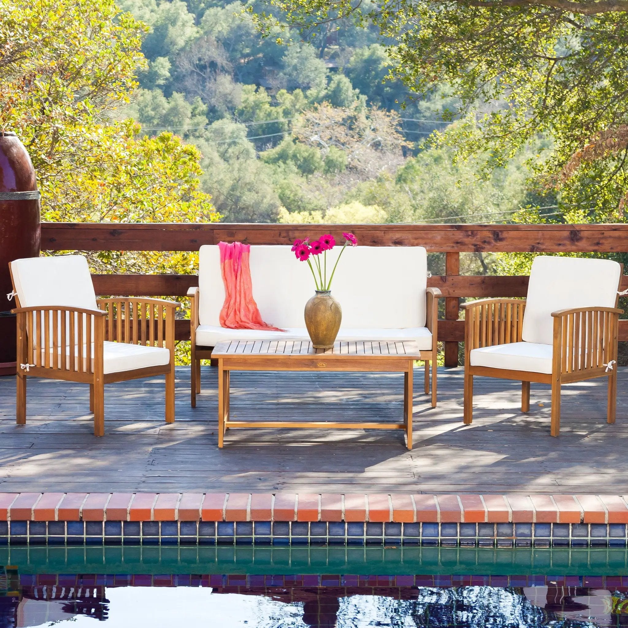 4 Piece Outdoor Chat Set With Water-Resistant Cushions by HouseOfZazla
