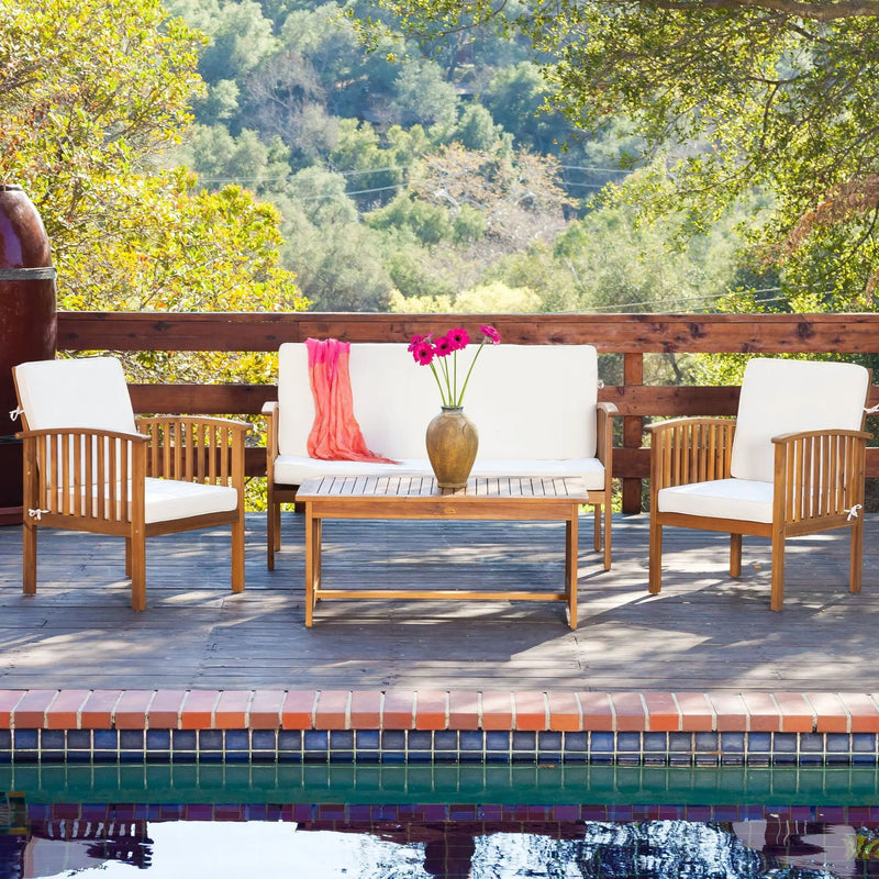 4 Piece Outdoor Chat Set With Water-Resistant Cushions by HouseOfZazla