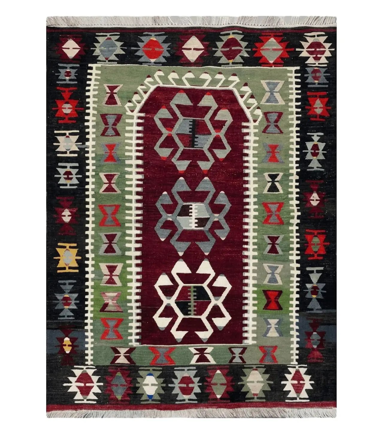 3' 8" X 5' Vintage Turkish Kilim Handmade Flat Weave Wool Rug Veg Dyes by Jewel Rugs