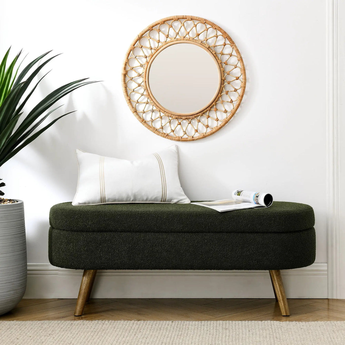 Ottoman Oval Storage Bench With Rubber Wood Legs by HouseOfZazla