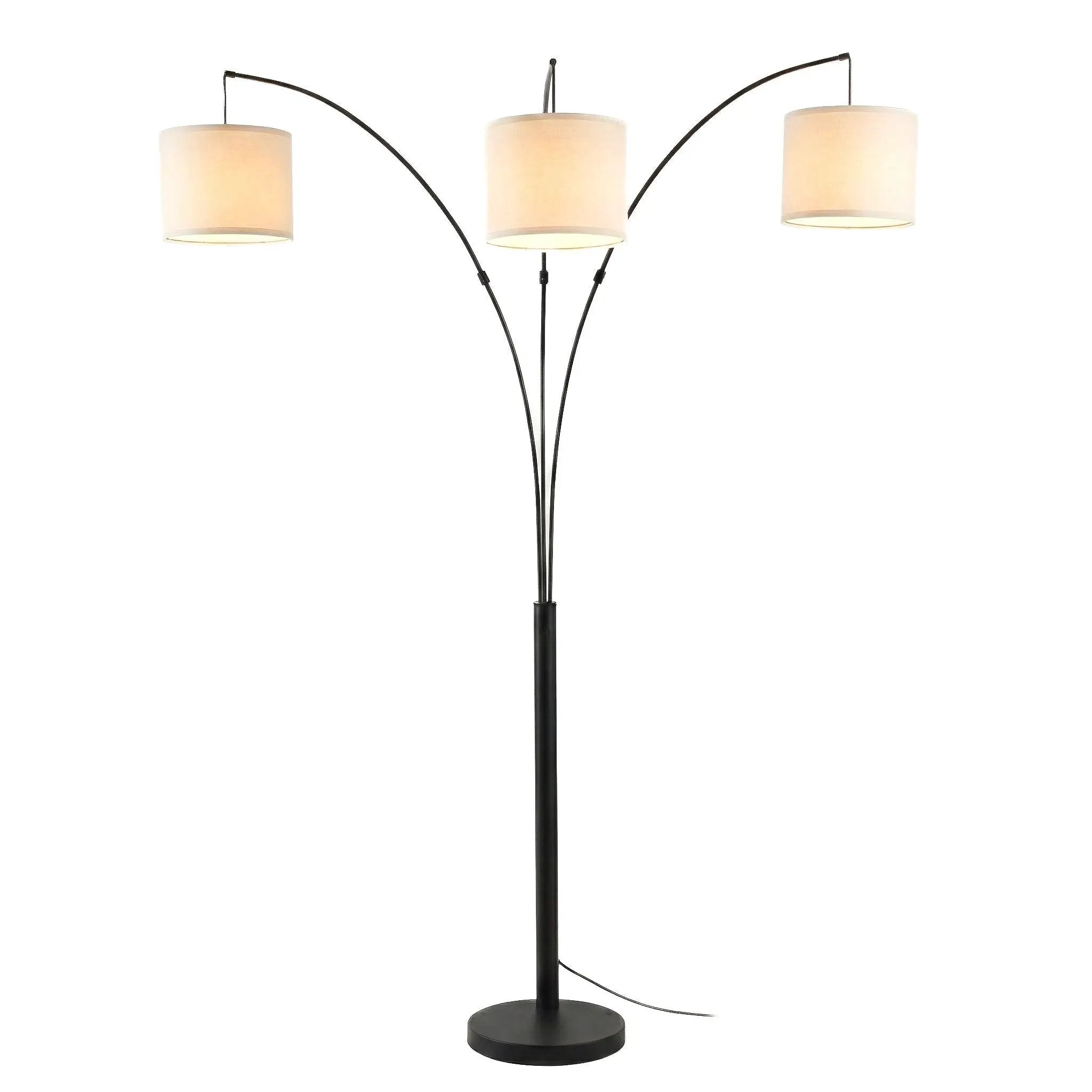 Royal - 3 Arm Arc Floor Lamp, Oil Rubbed Bonze With Linen Shade, 4 Way Rotary Switch - Oil-Rubbed Bronze by HouseOfZazla