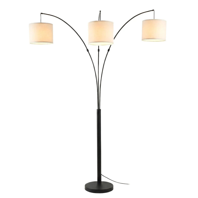 Royal - 3 Arm Arc Floor Lamp, Oil Rubbed Bonze With Linen Shade, 4 Way Rotary Switch - Oil-Rubbed Bronze by HouseOfZazla
