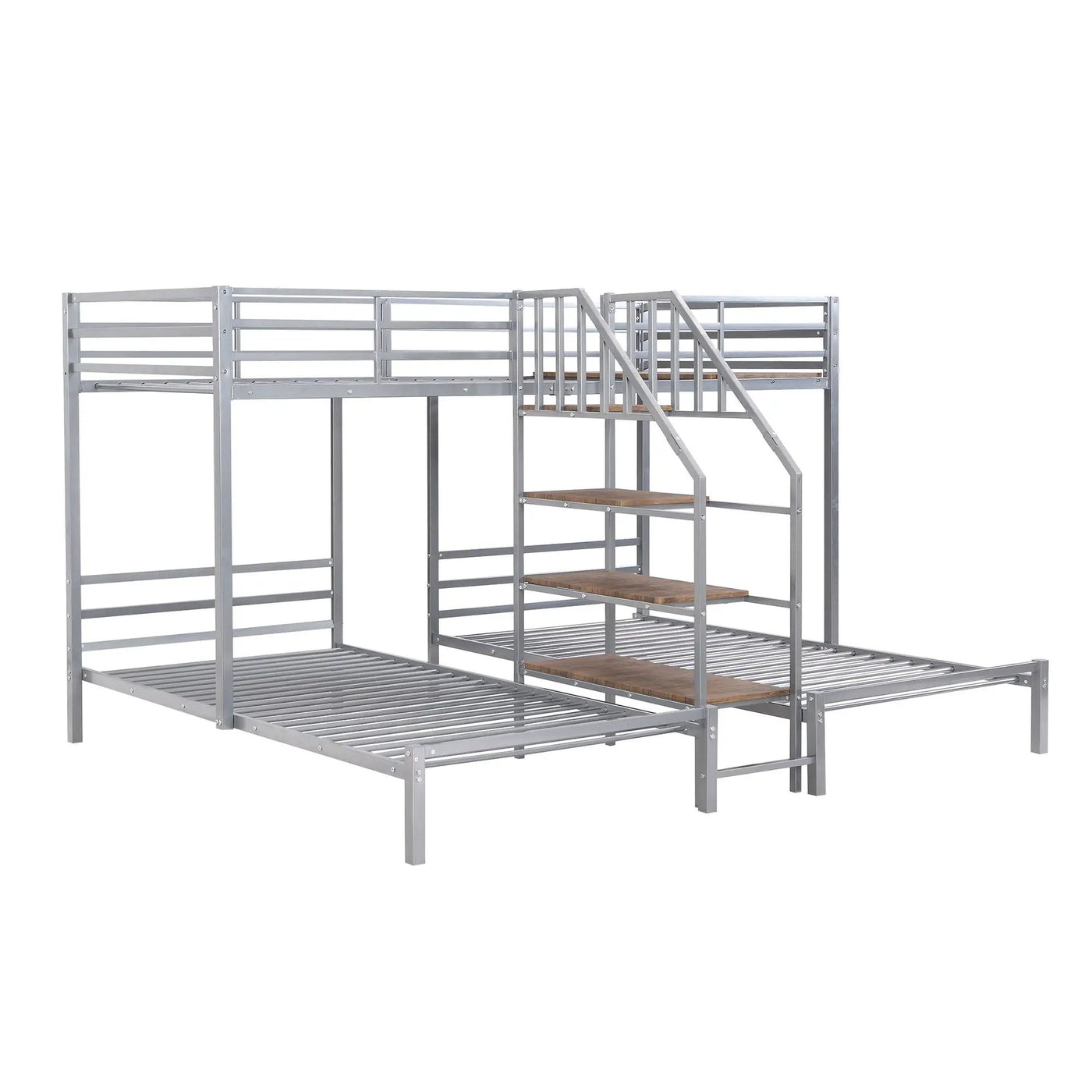 Metal Bunk Bed With Storage Shelves Staircase by Unique Piece Furniture