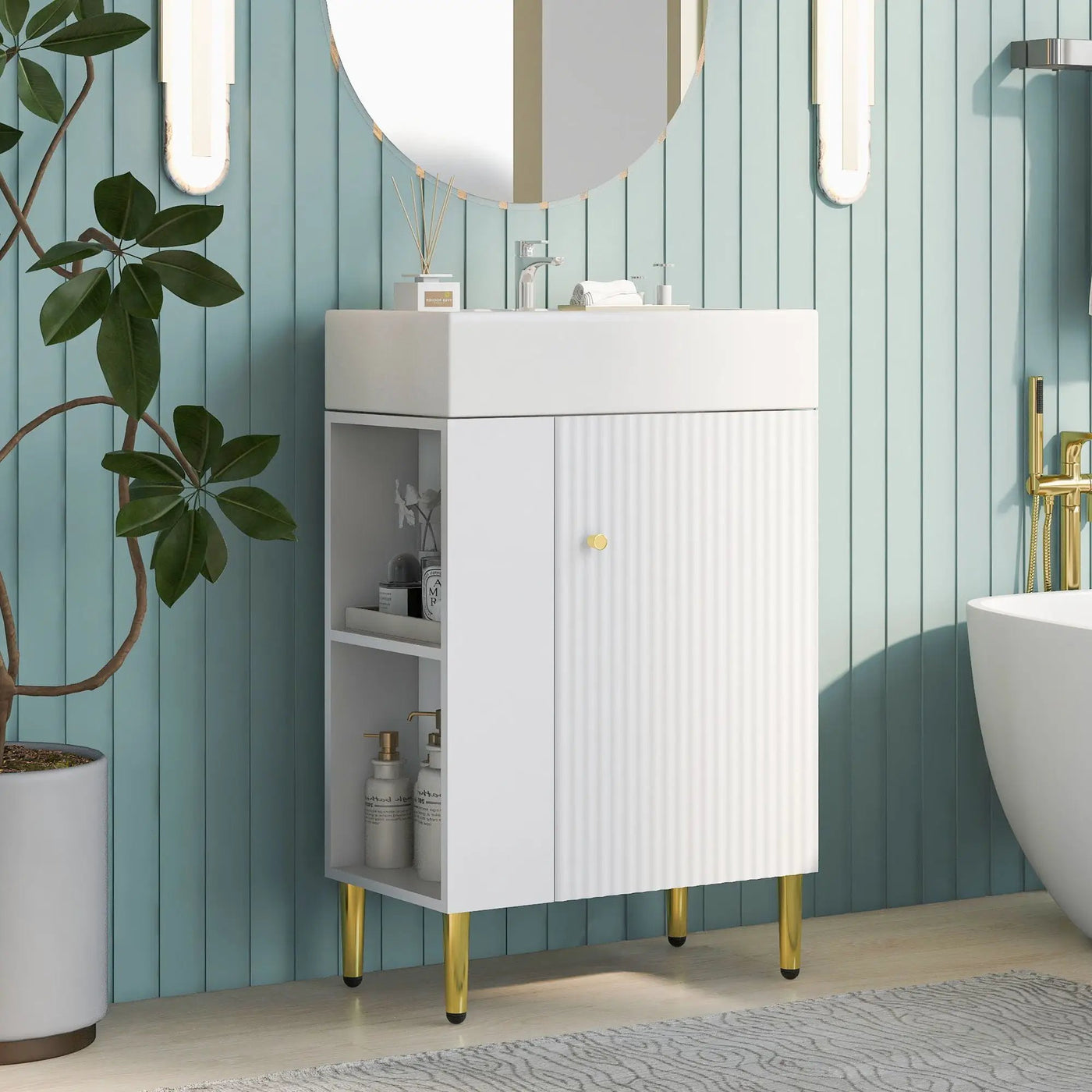 Bathroom Vanity, Combo Cabinet, Bathroom Storage Cabinet, Single Ceramic Sink by Unique Piece Furniture