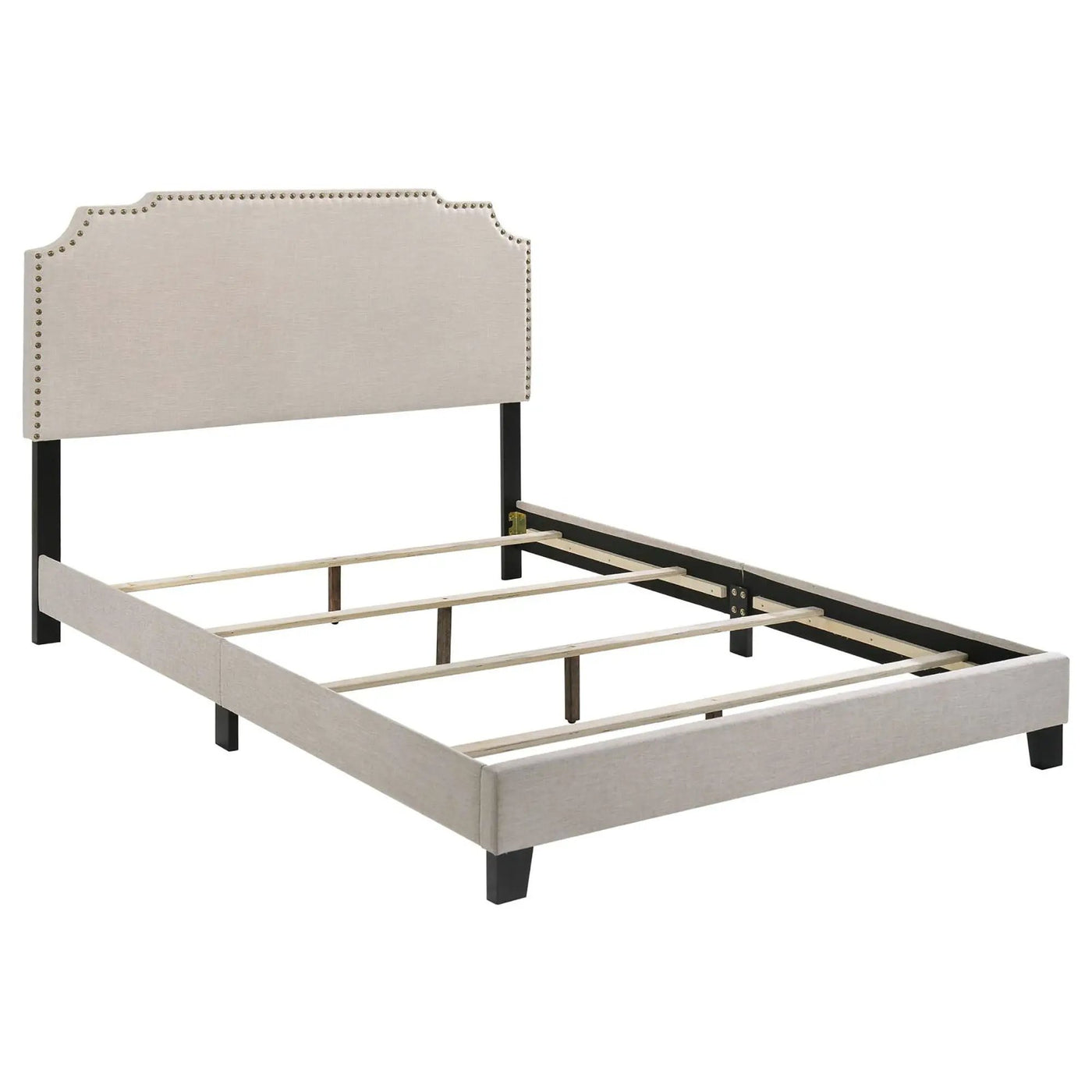 Panel Bed With Nailhead Trim, Upholstered Headboard by HouseOfZazla