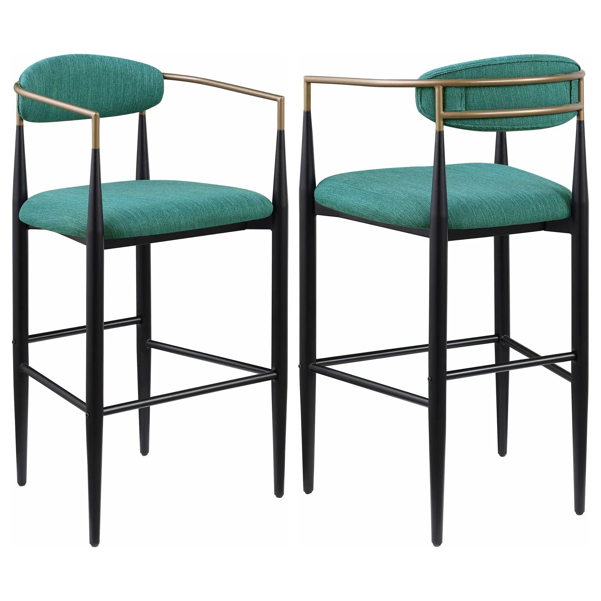 Tina Fabric Upholstered Bar Chair Green (Set of 2) by Unique Piece Furniture