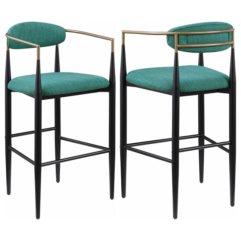 Tina Fabric Upholstered Bar Chair Green (Set of 2) by Unique Piece Furniture