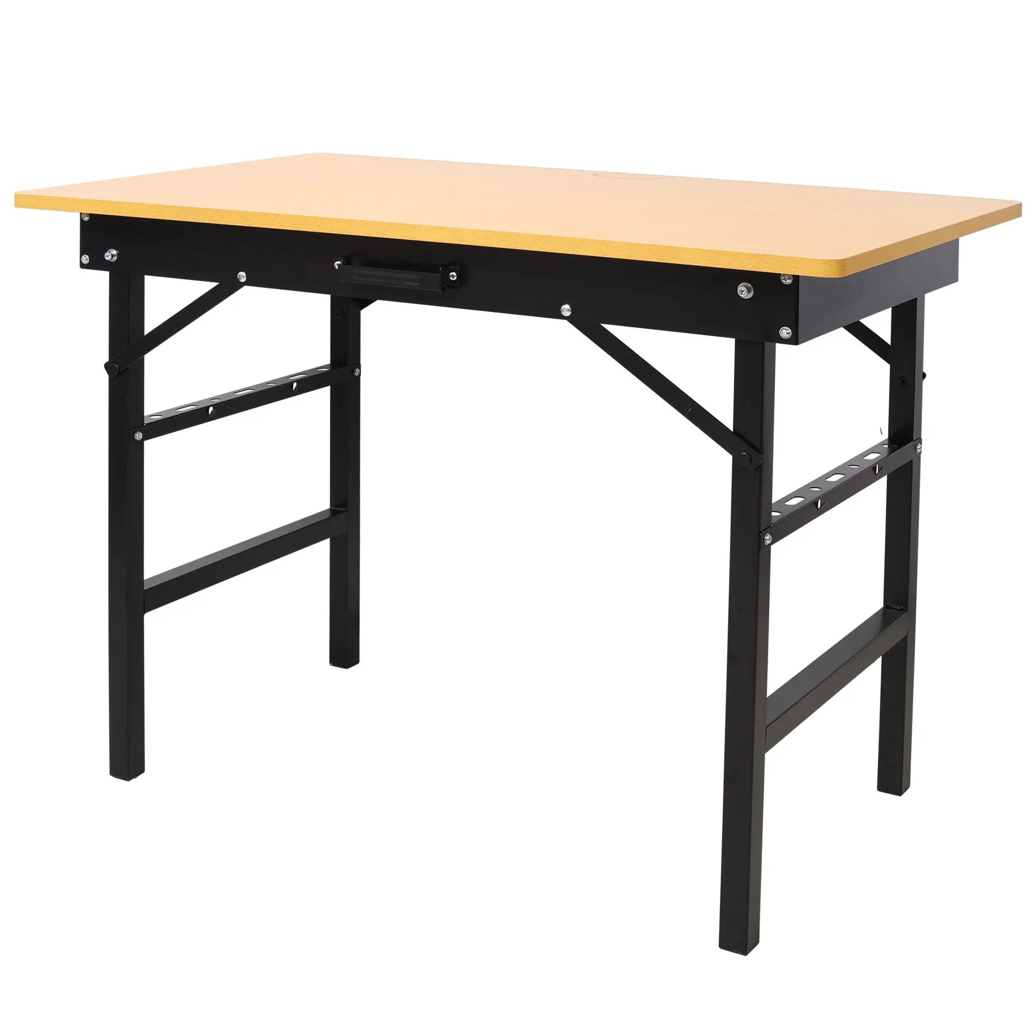 Portable Folding Work Table With Measuring Tape And Angle Finder Steel - Black by HouseOfZazla