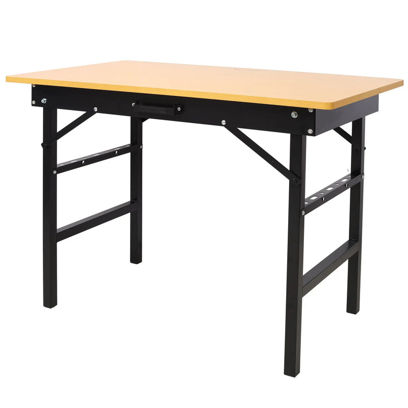 Portable Folding Work Table With Measuring Tape And Angle Finder Steel - Black by HouseOfZazla