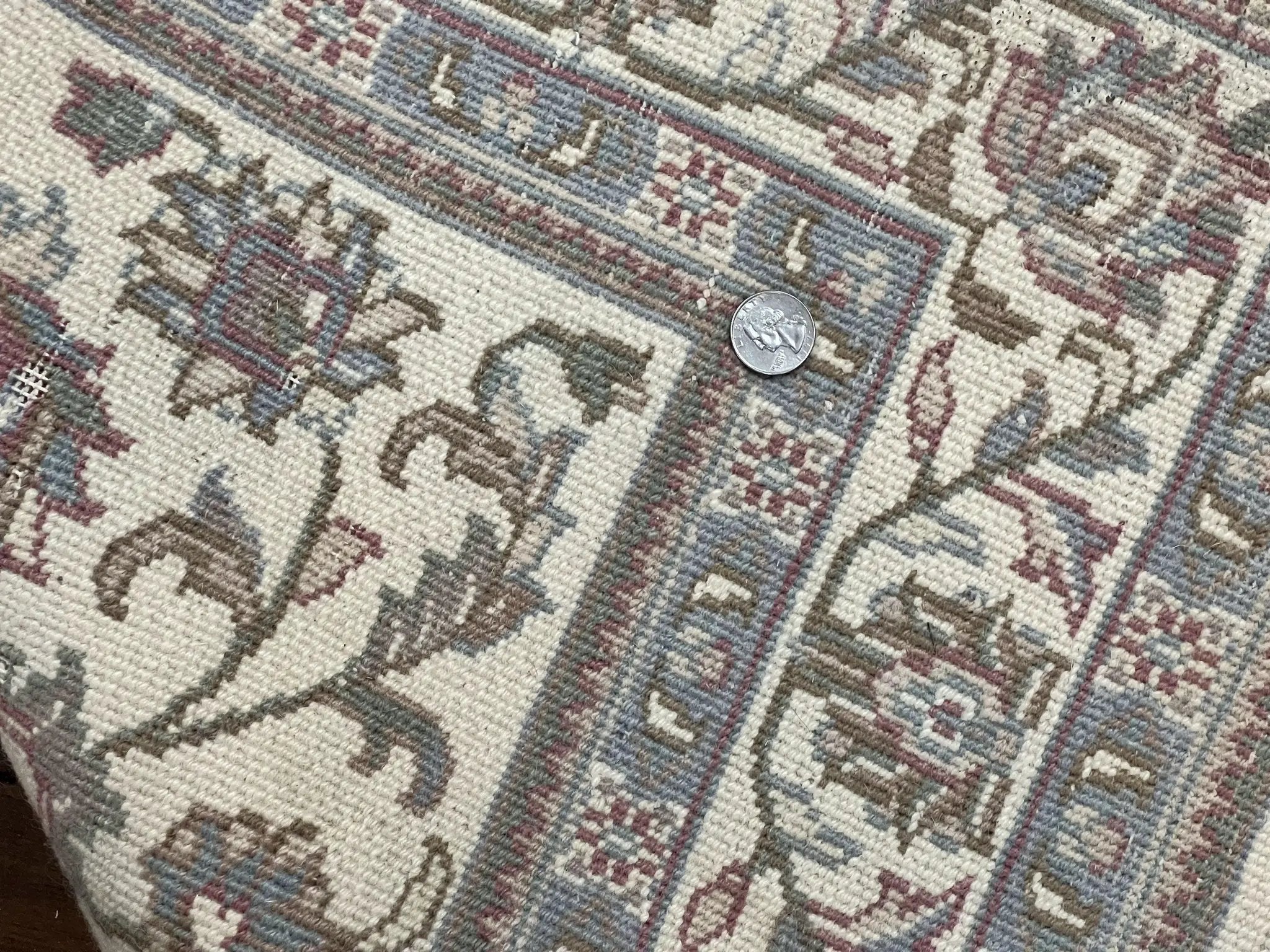Indo Persian Rug 4x6, Vintage Handmade Wool Carpet, Floral Allover Pattern, Beige, Pair A by Jewel Rugs