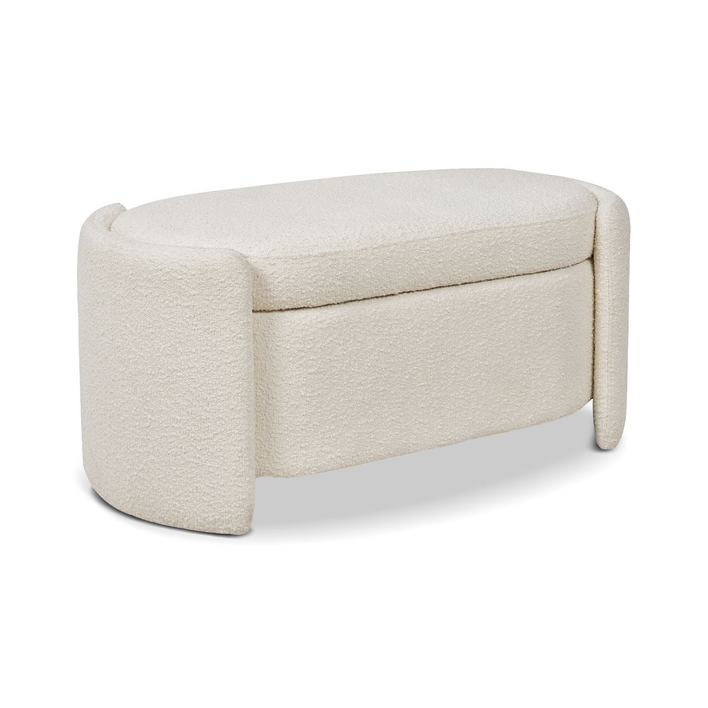 Fuji - Oval Storage Bench, Upholstered - Ivory White by HouseOfZazla