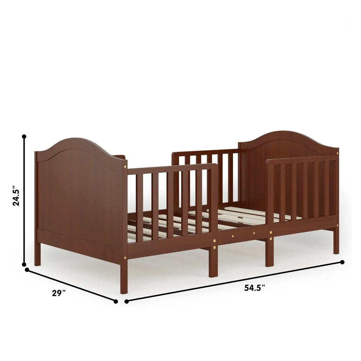 2-in-1 Classic Convertible Wooden Toddler Bed with 2 Side Guardrails for Extra Safety, photo 4 of 9