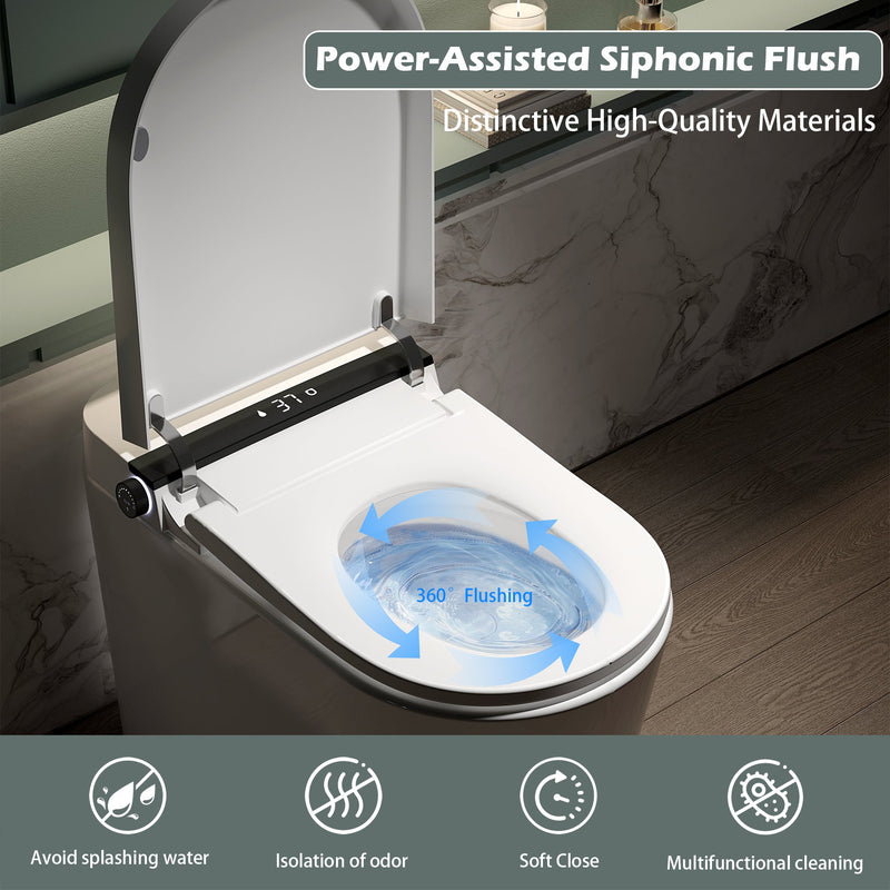 Smart Toilet With Bidet Built-In, Auto Flush, Heated Seat & Warm Air Drying by HouseOfZazla
