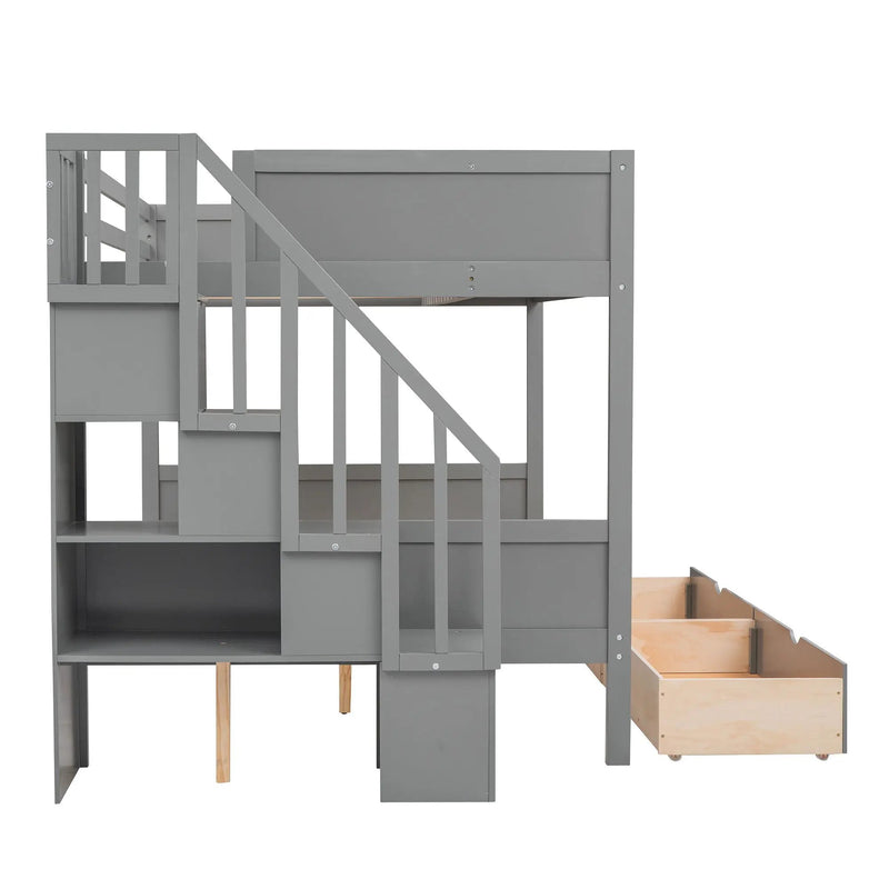 Bunk Bed With Shelfs, Storage Staircase And 2 Drawers by HouseOfZazla