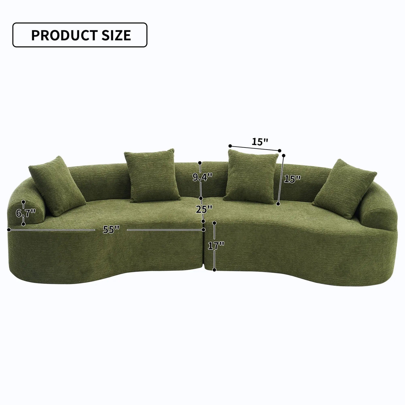 4 Seater Sofa With Fabric, 30D, 60 Hardness Full Sponge, 4 Pillow For Living Room, Home Furniture Sleeper Sectional Sofa For Apartment by HouseOfZazla