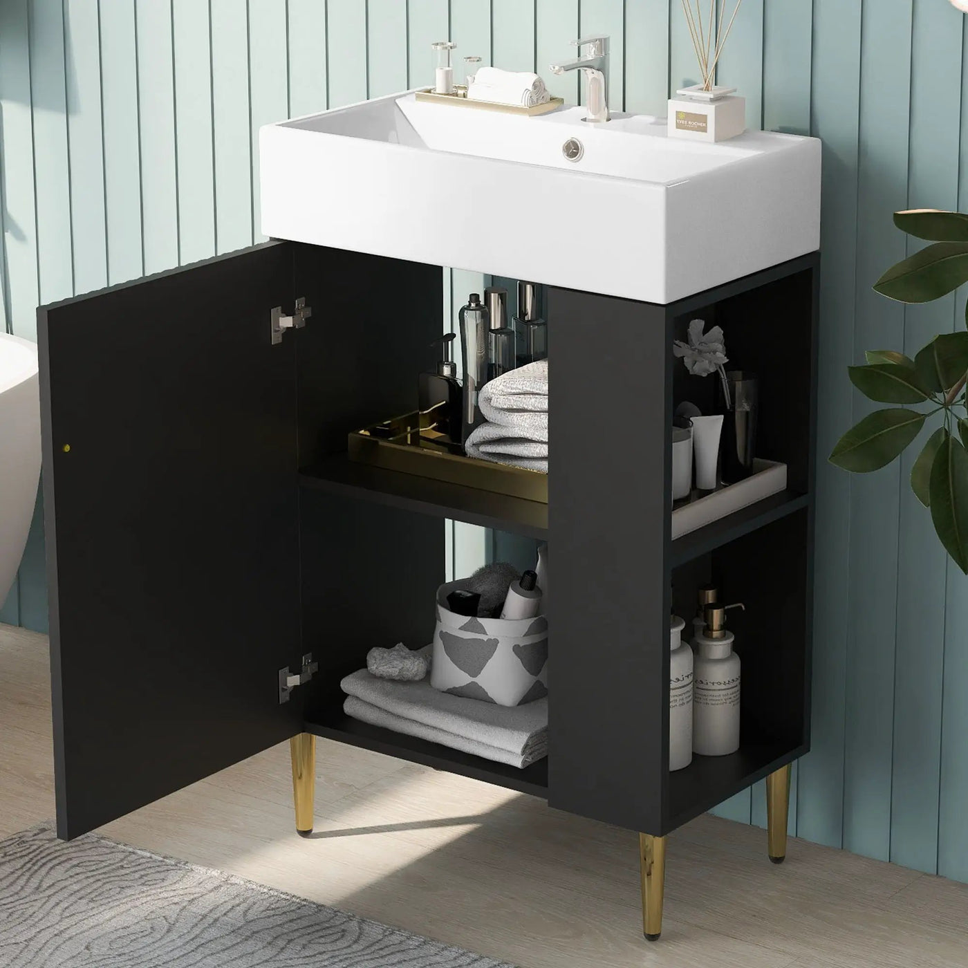 Bathroom Vanity, Combo Cabinet, Bathroom Storage Cabinet, Single Ceramic Sink by Unique Piece Furniture