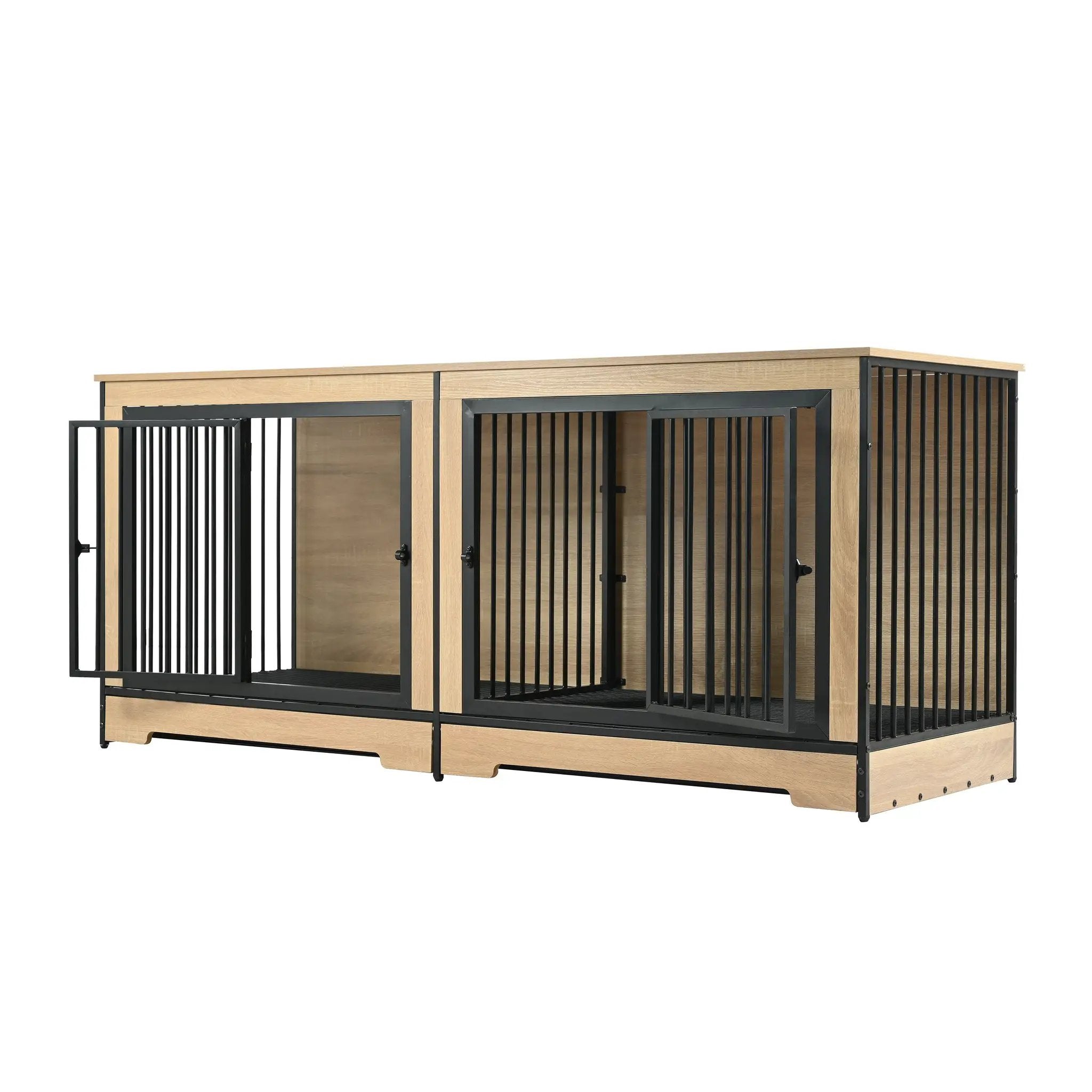 Dog Crate Furniture with Two Combined Rooms by HouseOfZazla