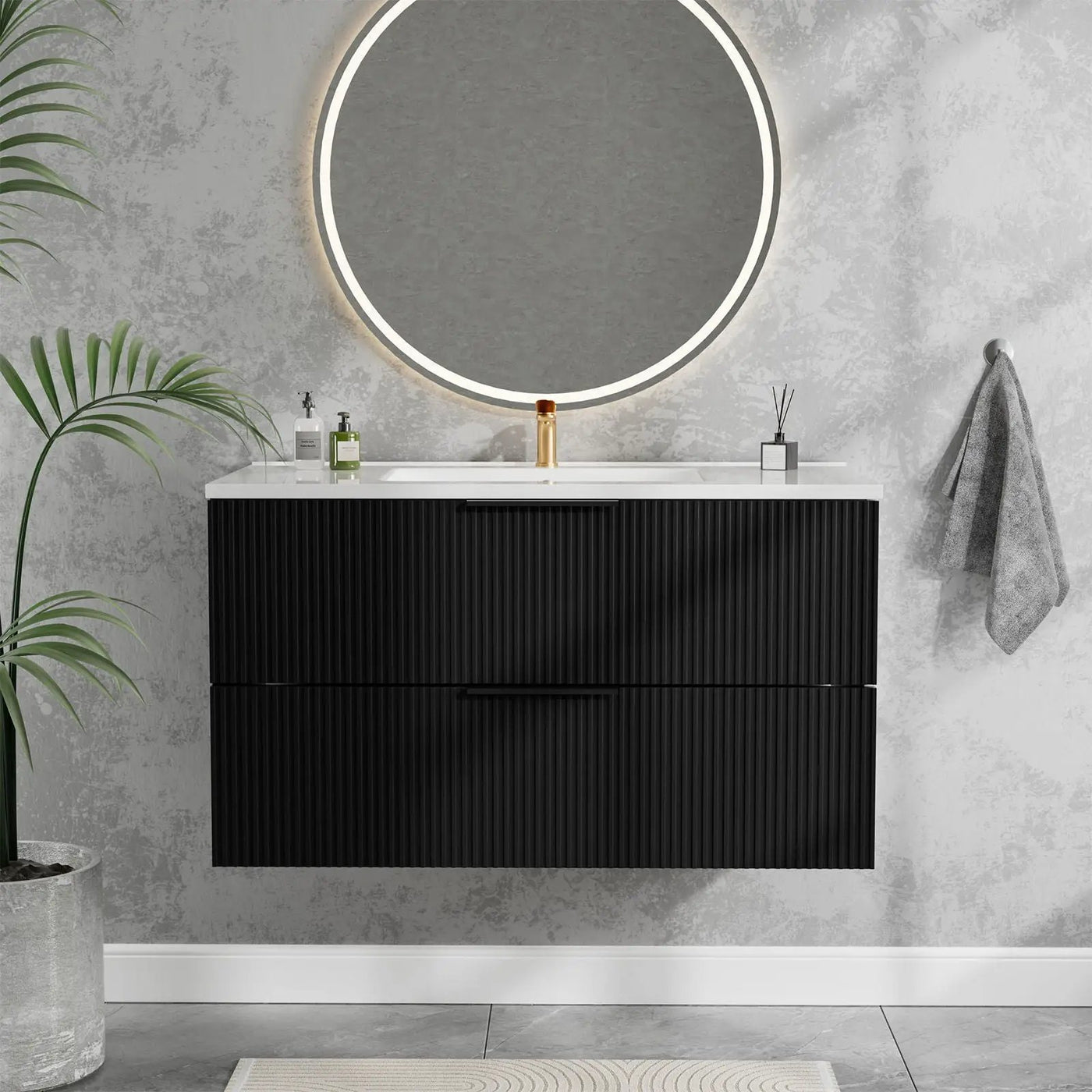Modern Wall Mounted Floating Bathroom Vanity With Sink And Drawers by Unique Piece Furniture