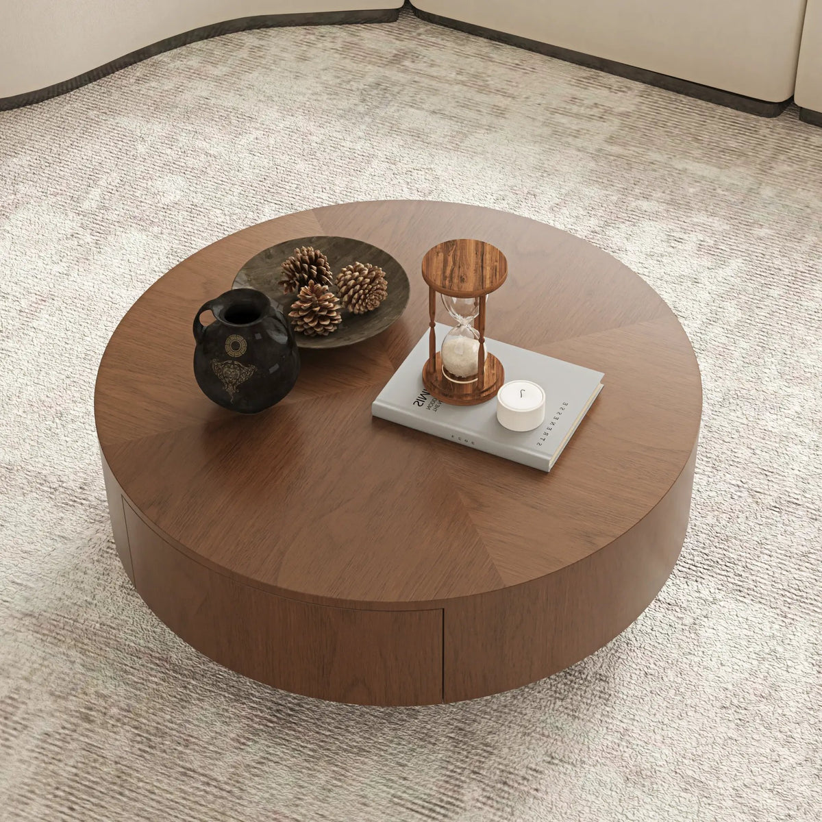 35.43 Inch Drum Shaped Round Coffee Table by HouseOfZazla
