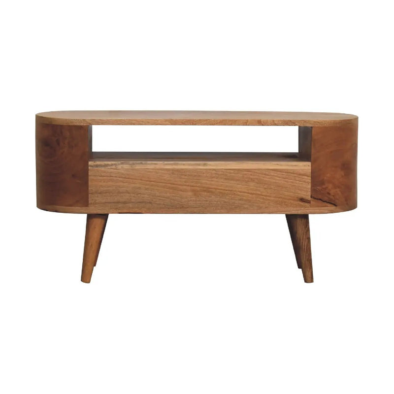 Solid Wood Mini Rounded Entertainment Unit, Nordic Legs by HouseOfZazla