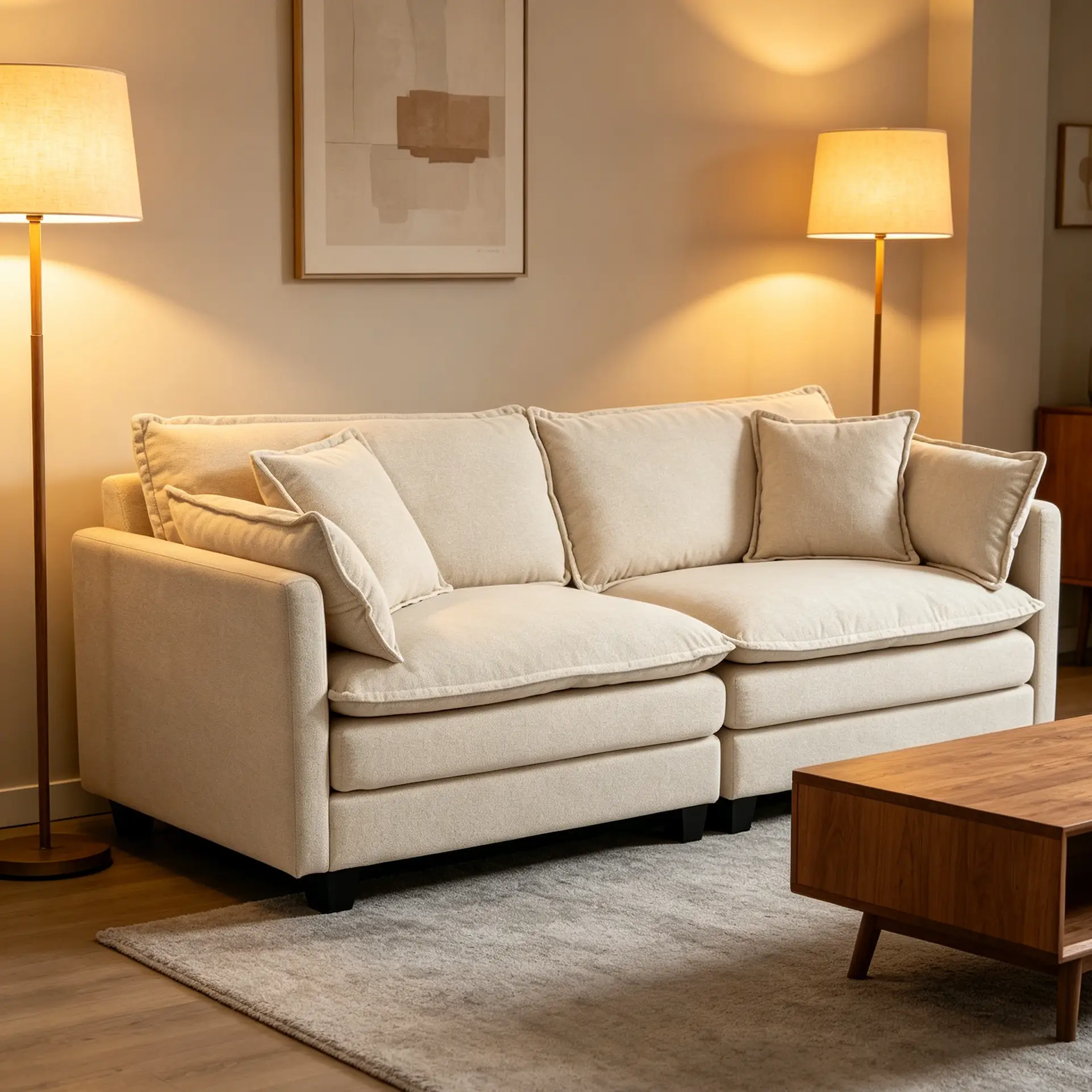 Modern 2-Seats Sectional Sofa with Waist Pillows by HouseOfZazla