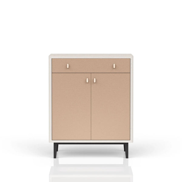 Bar Cabinet With Large Storage - White / Pecan