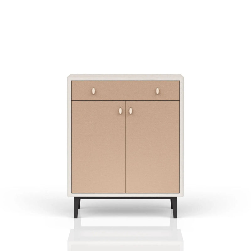 Bar Cabinet With Large Storage - White / Pecan by HouseOfZazla